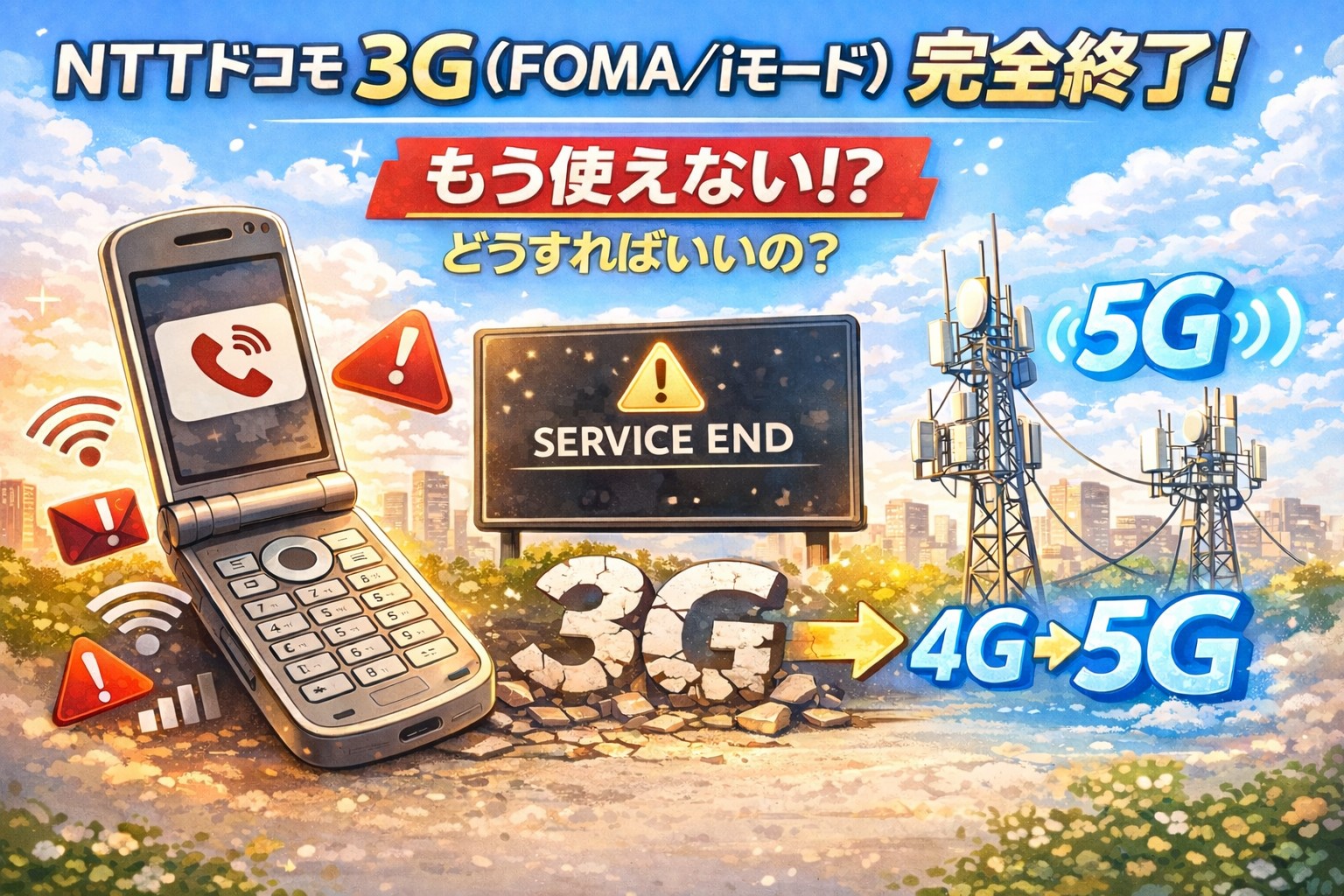 2026年3月31日にNTTドコモ 3G(FOMA/iモード)完全終了で、何が変わる?