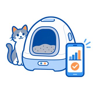 トイレの使用回数をスマホで確認するイラスト