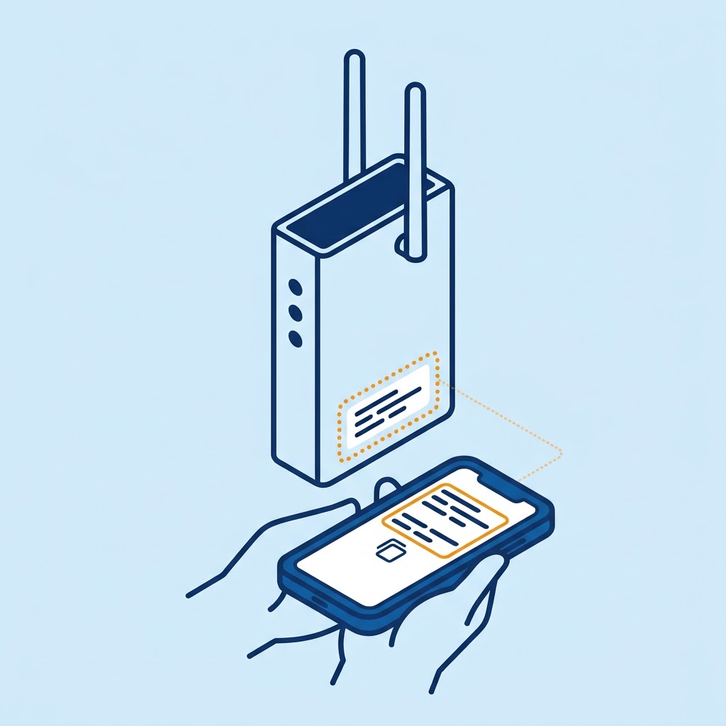 Wi-Fiルーターのパスワードをスマホで読み取るイメージ
