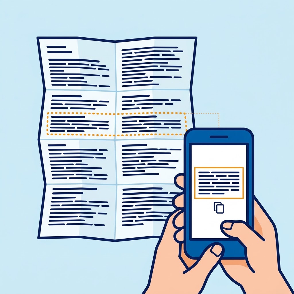 薬の説明書をスマホで読み取るイメージ